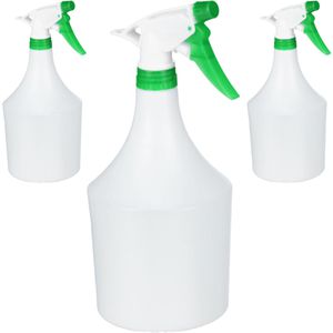 Relaxdays Sprühflasche 10027889, 1 Liter, Kunststoff, verstellbare Düse, 3 Stück