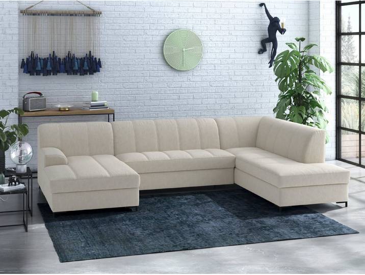 Home affaire Wohnlandschaft Balme, moderne Formensprache, zeitloses Design, U-Form, Inkl. Zierkissen, wahlweise mit Bettfunktion