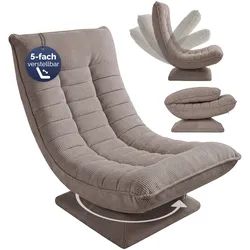 Sessel Aberdeen Taupe Cord 5fach verstellbar 360 Grad drehbar klappbar