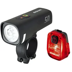 SIGMA LED Akkuleuchten Set AURA 50 / HIRO 10 Set schwarz