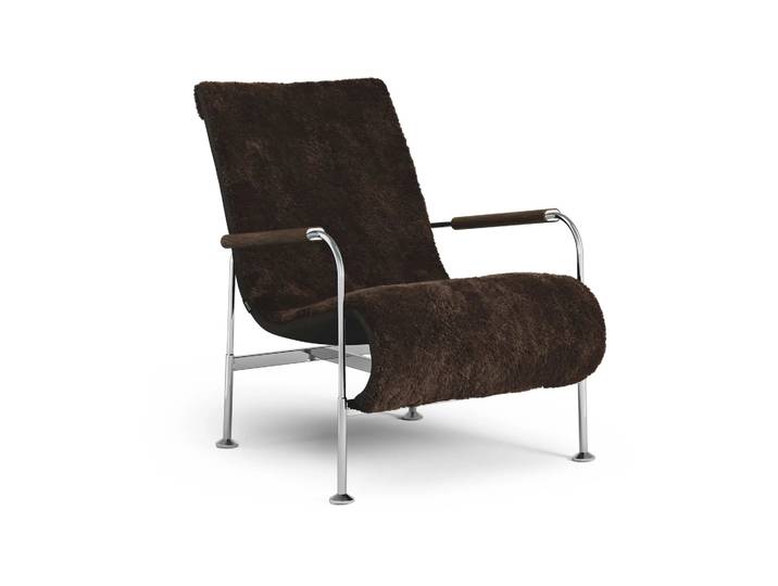 Swedese Serpentine Sessel Lammfell Espresso-chrom