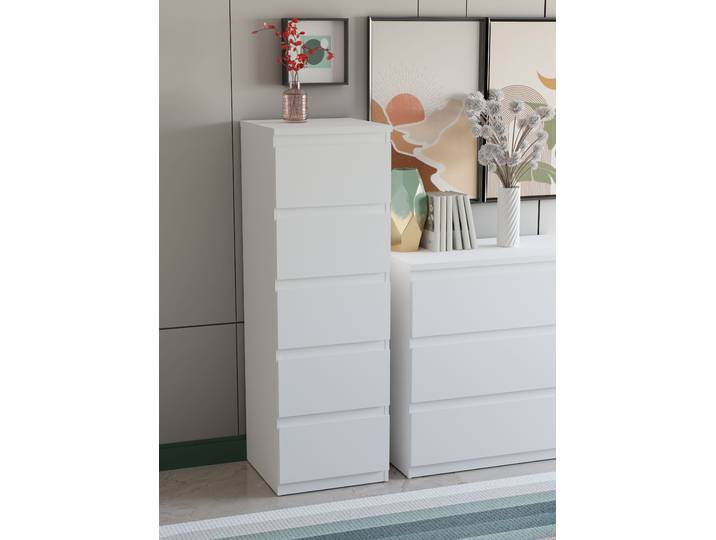 Kommode FORTE EDMORE , weiß, B:41,8cm H:128cm T:42,2cm, Sideboards, Kommode, Kommode, Höhe ca. 128 cm