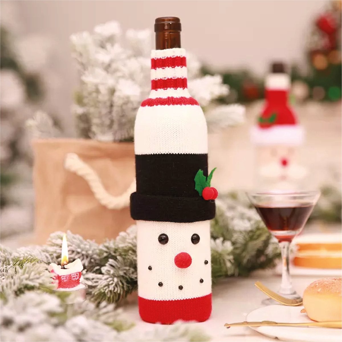 Sneeuwpop Wijnfles Decoratie voor Kerstmis