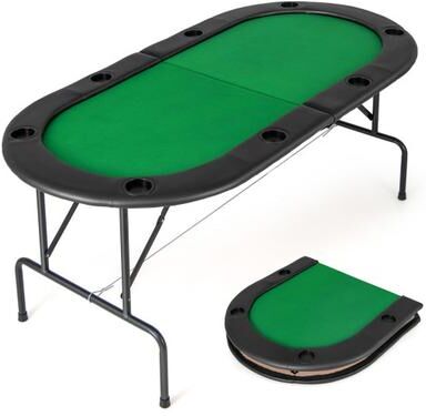 Costway 8 Players Texas Holdem Foldable Poker Table-Green