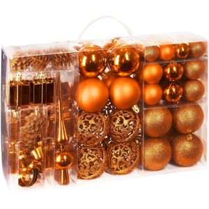 BRUBAKER Weihnachtskugeln 8000.10, orange, Kunststoff, Set mit 101 Teilen