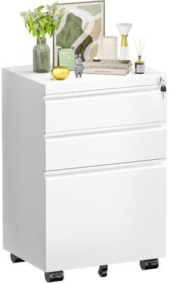 SUPERDAY 3 Drawer Metal Locking Rolling File Cabinet for Home Office, Vertical Lateral Filing Cabinet, Storage Furniture and Organization
