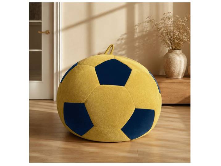 VUENOR Pouf poire ballon de football bleu et jaune 100x80 cm 1 place