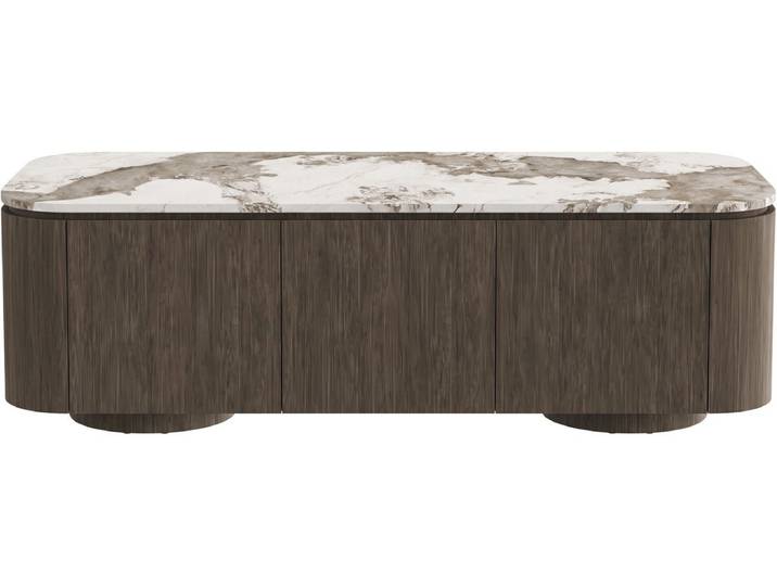 Meuble TV avec plateau en céramique Zora - 160 cm - Marron