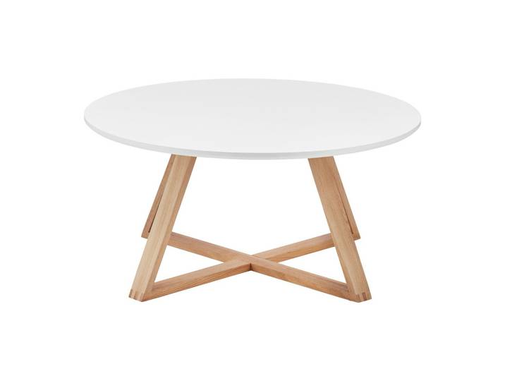 Couchtisch Mattia Eiche/Weiß MDF rund