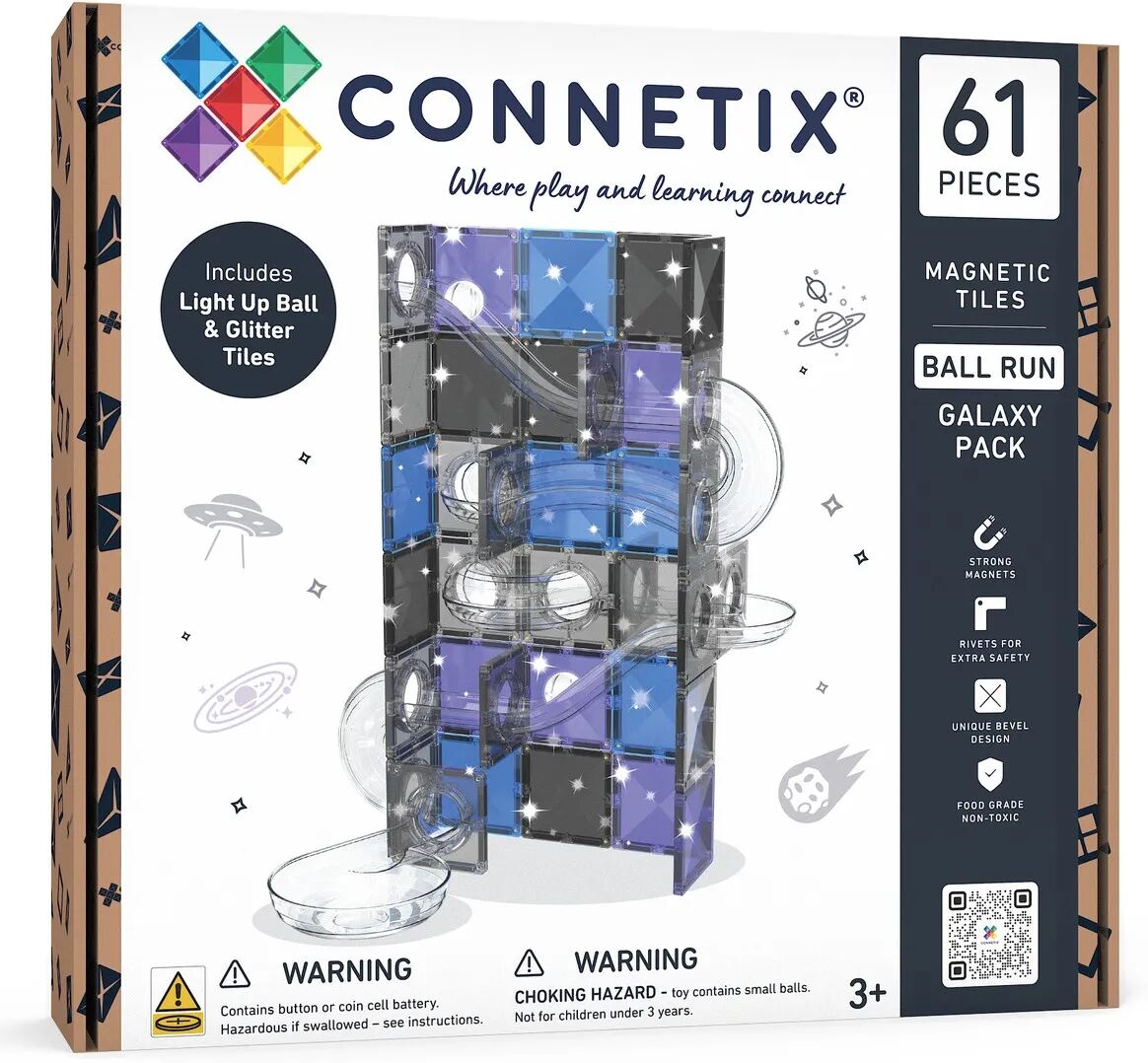 Connetix Ball Run Galaxy pack - 61 pièces Glitter taille unique