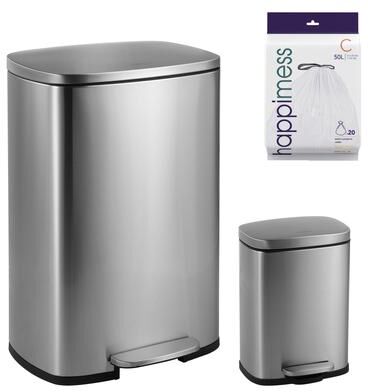 happimess 13-Gallon Trash Can with Soft-Close Lid and FREE Mini Trash Can