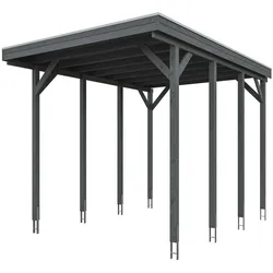 Skan Holz Caravan-Carport Friesland 397x555 cm mit erhöhter Einfahrt schiefergrau Holzcarport