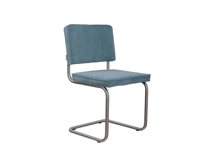 Chaise de repas en velours côtelé bleu