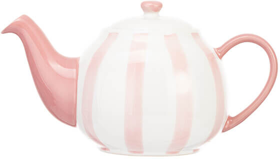 Siip Wide Vertical Stripe Pink 6 Cup Teapot