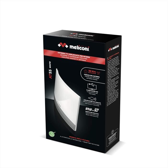 Meliconi Antenna Tv Amplificata Per Interni At 55 R1 Usb-bianco Lucido