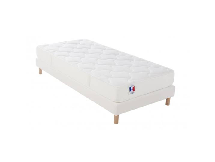 Ensemble matelas 100% latex 3 zones sommier bois massif 90x190