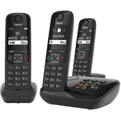Gigaset AS690AR Trio - zwart - met antwoordapparaat - 3 handsets, Telefon, Schwarz