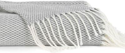 Becky Cameron Throw Blanket Herringbone with Fringed Edges