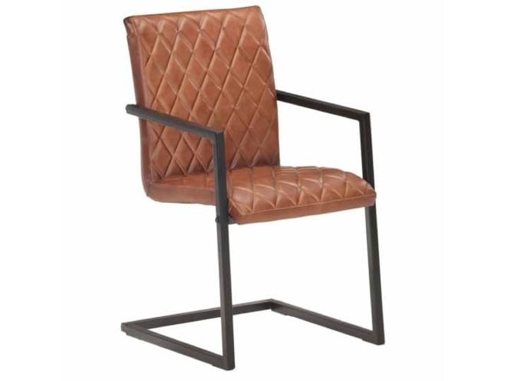 Jkghdrt Freischwinger 6 STK. Braun Echtleder Retro-Design,Stahlgestell Pulverbeschichtung,gepolsterte Sitzfläche,Rückenlehne,110 kg pro Sitz