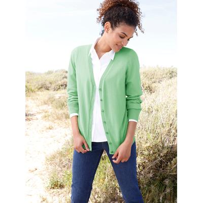 Strickjacke CASUAL LOOKS, Damen, Gr. 46, grün (apfel), 100% Baumwolle, unifarben, Strickjacken Strickjacke