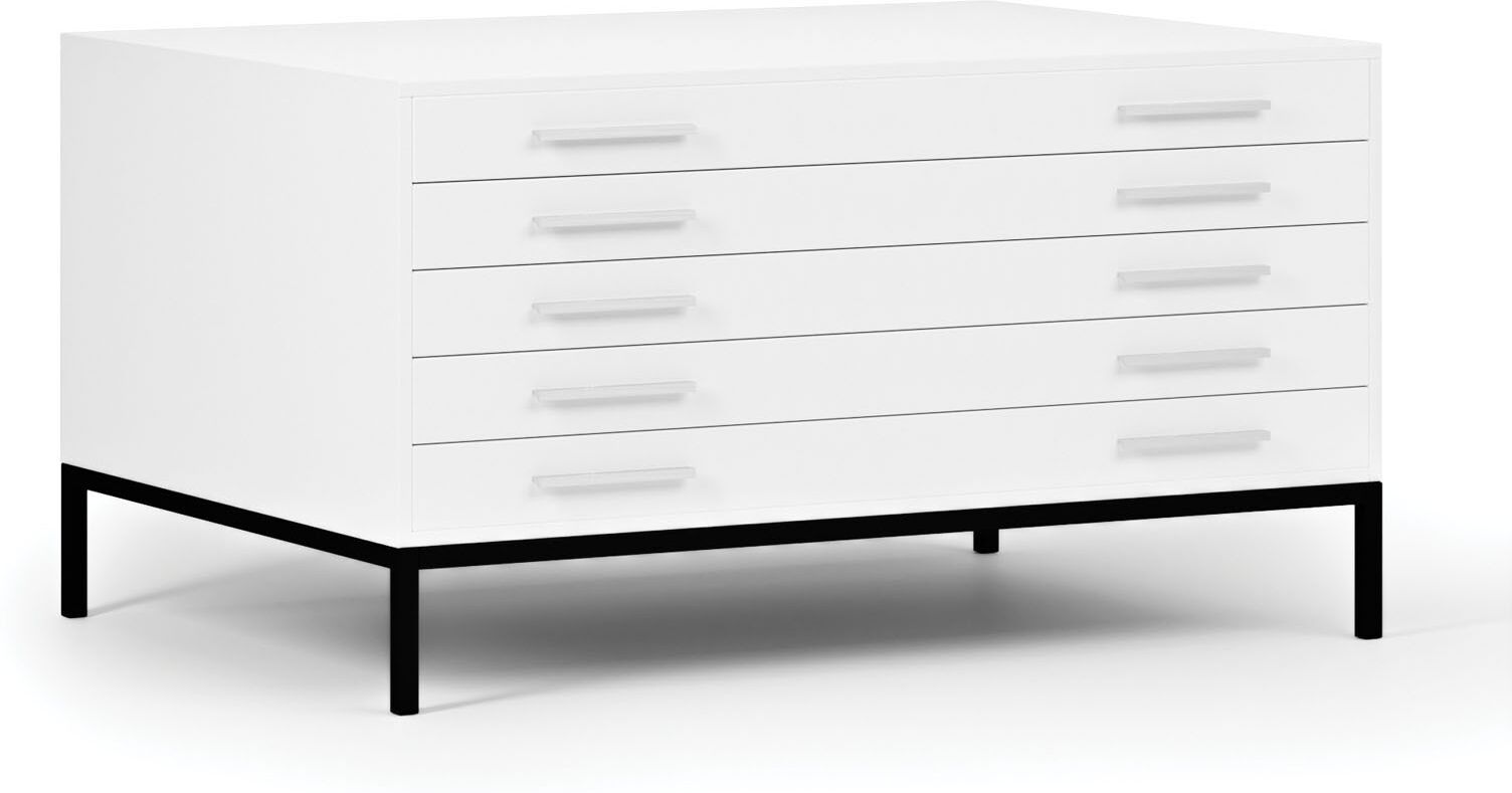 B2B Partner Zeichnungsschrank, 5 Schubladen, A0, Beine, weiß