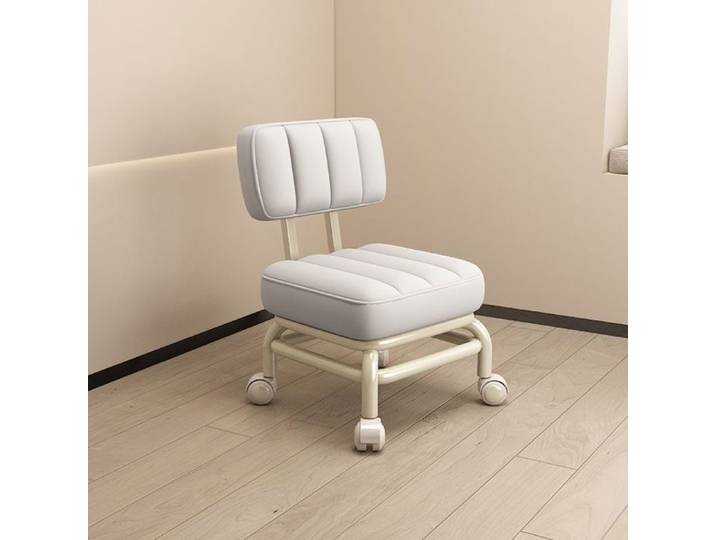 Tabouret Roulant Mini Blanc Dossier Réglable Portable - Cuisine Bibliothèque