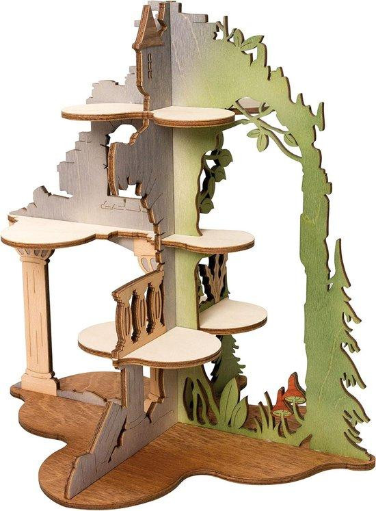 Handgemaakt Houten Uil Huisje Decoratie - Natuurhout - Hoogte: 32 cm
