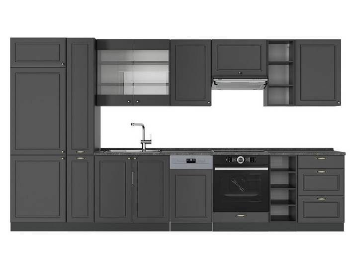 Cuisine Vicco Fame-Line Anthrazit-Gold Landhaus 355cm \, PT Anthracite\, Model 57164