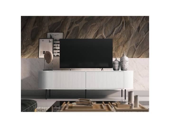 Meuble TV - BESTMOBILIER - THIO - Blanc - 180 cm - Contemporain - Design