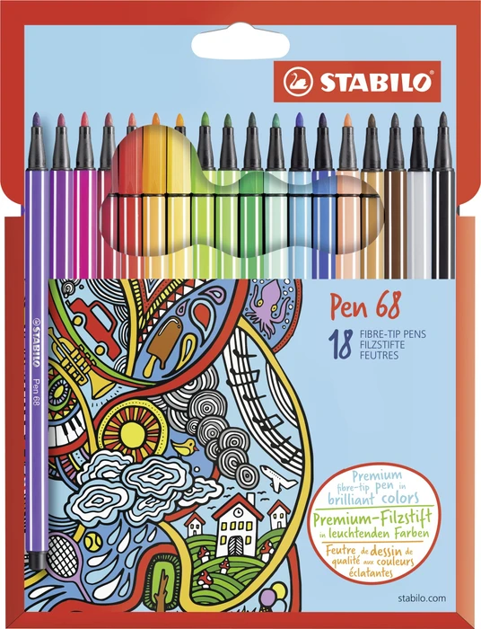 STABILO Pen 68 in der Pappschachtel - 18 Farben