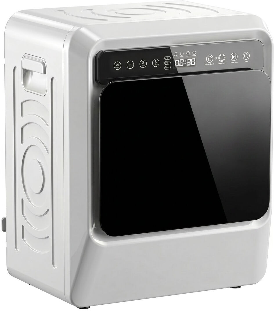 HOMCOM 5kg Vented Tumble Dryer, 1000W Compact Front Tumble Dryer, White White, Black 61cm H X 49cm W X 43cm D