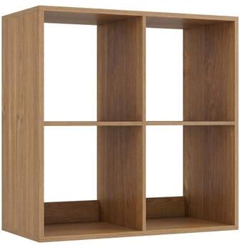 Costway 4 Cube Bookshelf with Back Guardrail for Living Room Bedroom-Natural
