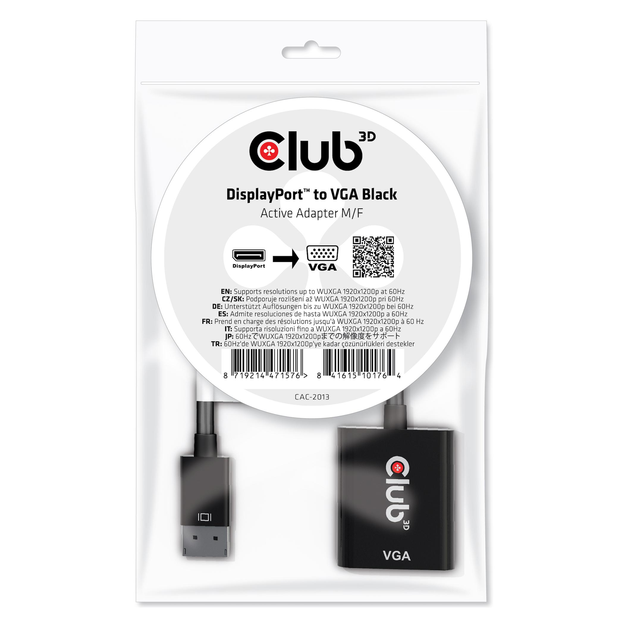 Club 3D DisplayPort auf VGA Aktiver Adapter (DisplayPort, VGA) (CAC-2013)