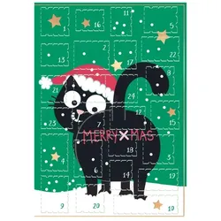 Moses Ed, the Cat Adventskalender-Grußkarte Xmas grün