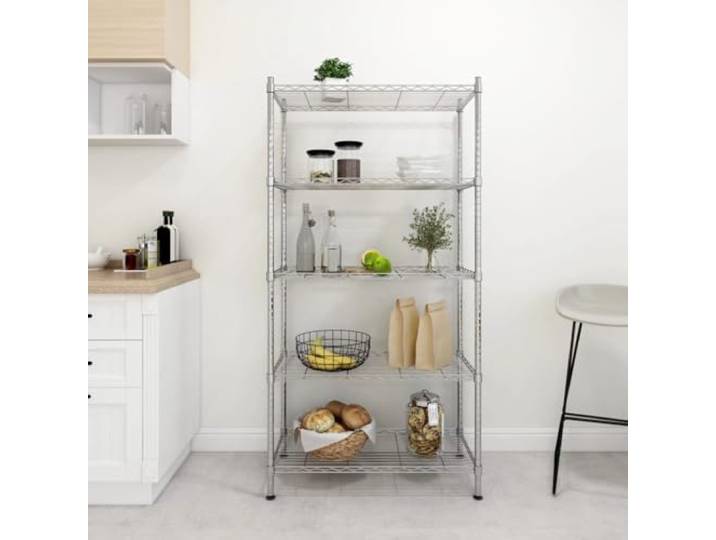 Xolmizyn Metallregal, Schwerlastregal 5 Böden 90x35x180 cm Silber 250 kg Verstellbare Einlegeböden, Robuste Eisenkonstruktion, Vielseitig einsetzbar