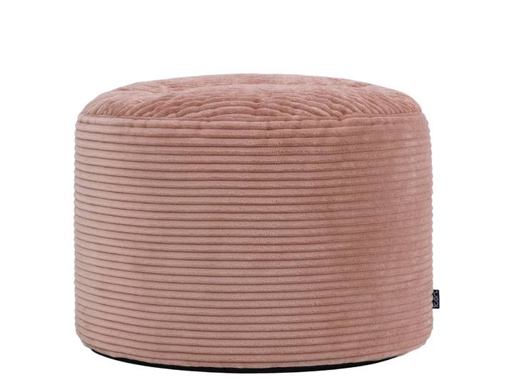 Pouf repose-pieds rond velours côtelé rose aube