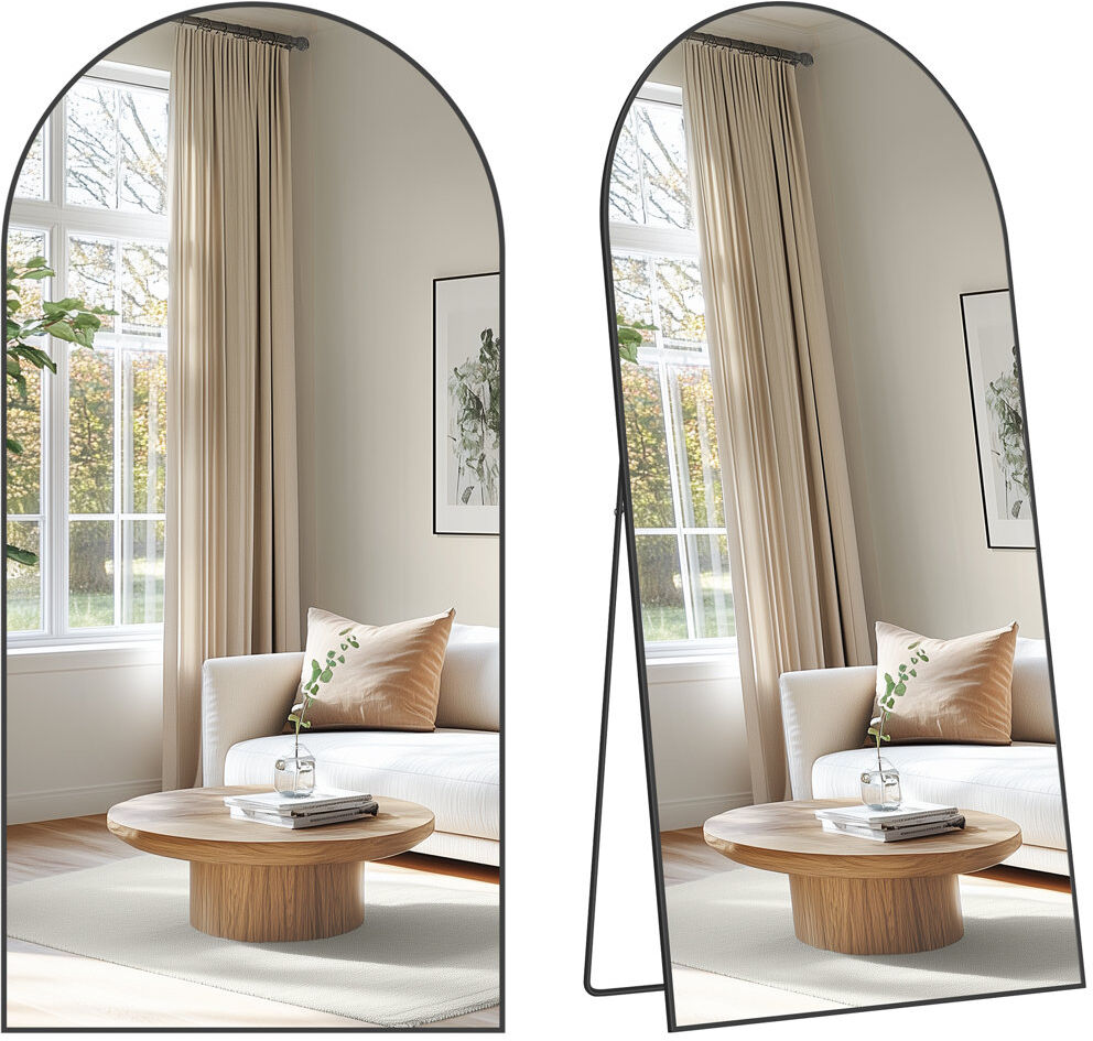 17 Stories Temir Aluminium Arch Mirror Black 180cm H X 80cm W X 1.4cm D