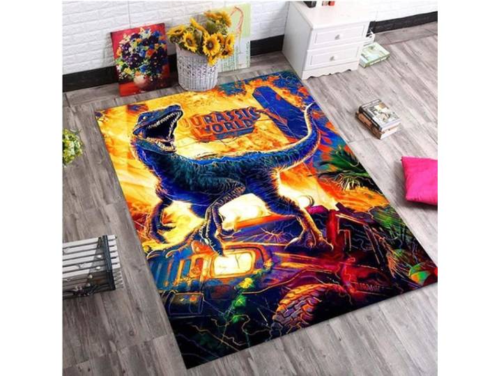 Tapis d'impression 3D - Dinosaure - Rectangulaire - Multicolore - 100x150cm