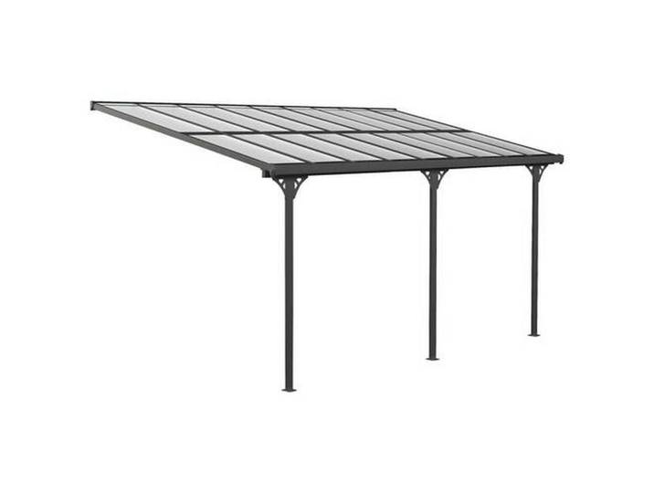 Terrassenüberdachung, Schwarz, Metall, 556x225x300 cm, Sonnenschutz, Pavillons
