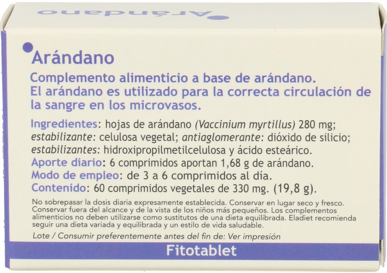 ELADIET Fitotablet arándano 60 comp