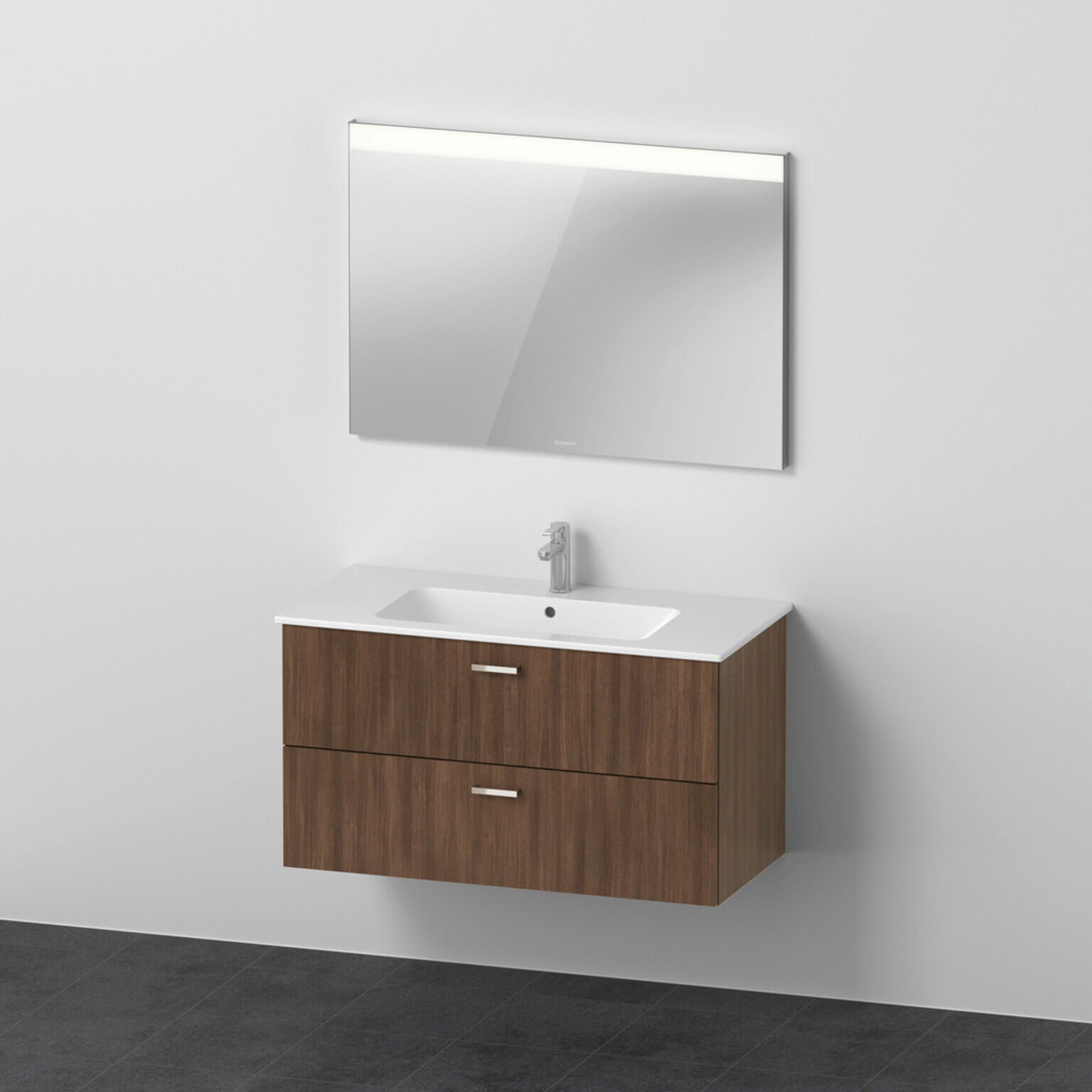 Duravit Möbel-Set XBase 2 Schubkästen, 103cm, Nussbaum dunkel (XB0072021210000)