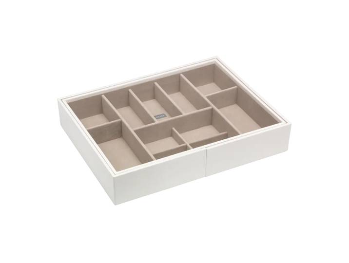Schmuckbox Sofia, Stackers, kieselgrau/weiss, Kunststoff