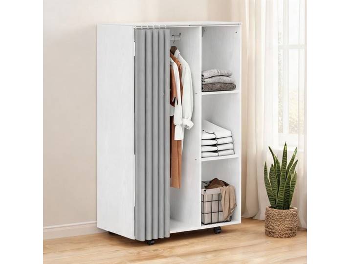 Penderie souple en panneaux de particules finition lin 80 x 40 x 128 cm 3 - Branco Melamina de Madeira Linho 80 x 40 x