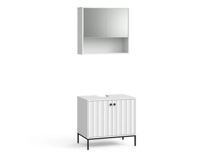 Vicco Badmöbel-Set Eliza, Weiß Riffel, 2-teilig, Holzwerkstoff, nicht einzeln stellbar,Rechteckig, 70x63x45 cm, Badezimmer, Badmöbelsets & -serien, Badmöbelset