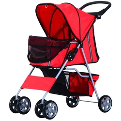 PawHut Hundewagen Hundebuggy Pet Stroller Hunde Buggy mit 4 Rolle in 4 Farben