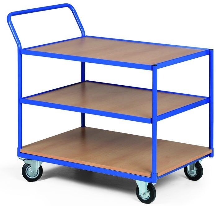 B2B Partner Tischwagen, 3 Etagen im Stahlrahmen, Tragfähigkeit 300 kg