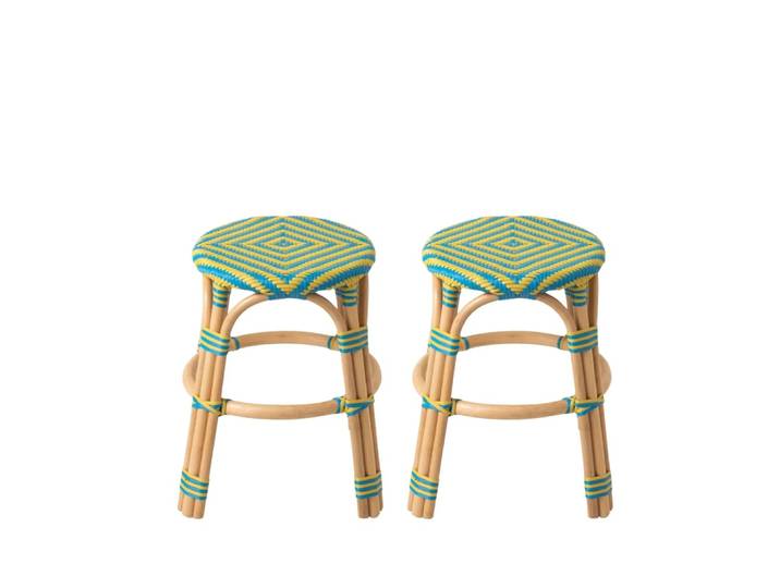 Lot de 2 tabourets bistrot tressés jaune