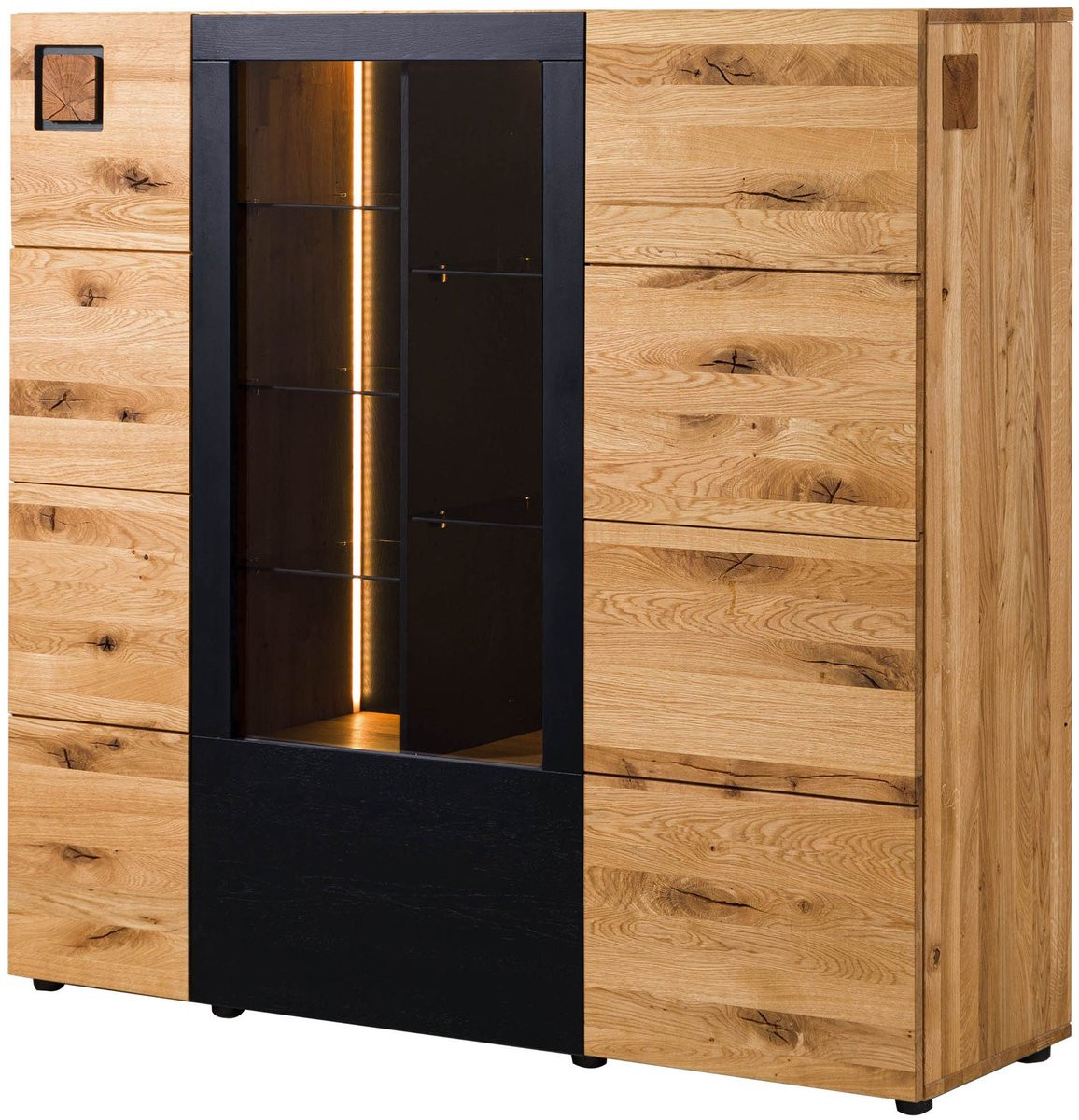 Massivmoebel24.de Kitzbühel Highboard Wilde Eik Blank Massief Hout B/D/H: 148 x 43,5 x 143 cm