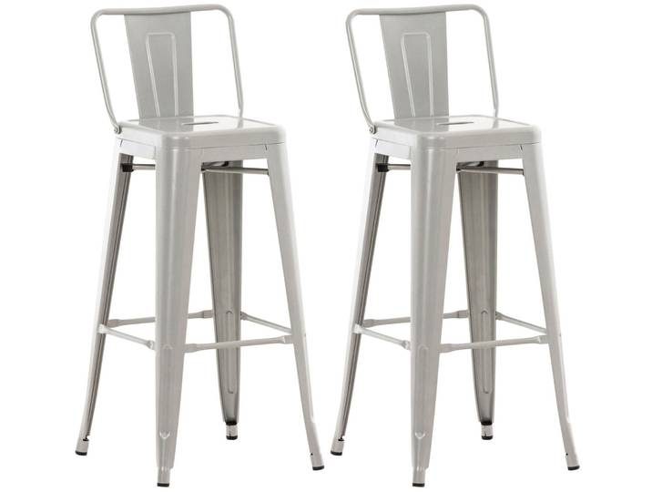 TPFLiving 2er Set Barhocker Massimo Metall - Silber