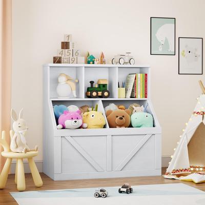 Garvee Kids Bookshelf and Toy Storage, Toy Storage Organizer with Storage Cabinet and Toy Shelf